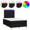 vidaXL Sommier &agrave; lattes de lit matelas et LED noir 120x190 cm tissu