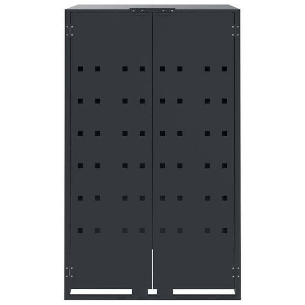 vidaXL Rangement pour poubelle &agrave; roulettes pour poubelle simple Anthracite 69 x 79 x 117 cm Acier