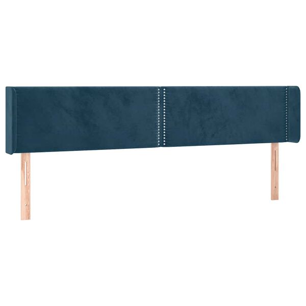vidaXL T&ecirc;te de lit avec oreilles Bleu fonc&eacute; 183x16x78/88 cm Velours