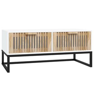 vidaXL Table basse blanc 80x40x35 cm Bois d'ing&eacute;nierie et fer