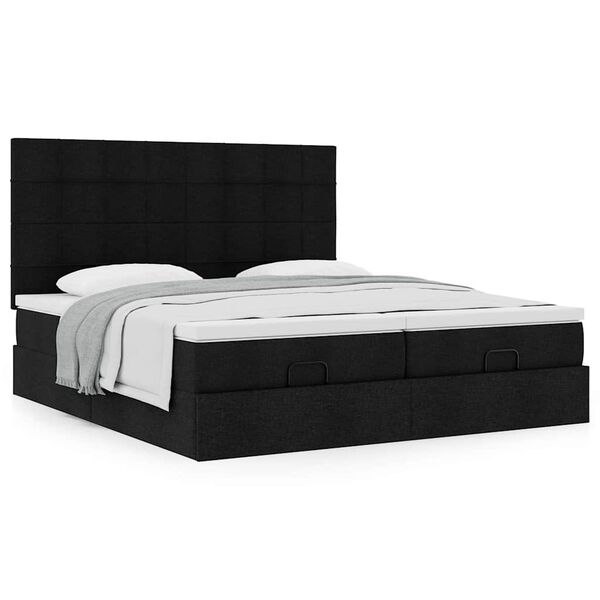 VidaXL Cadre de lit ottoman avec matelas noir 180x200cm tissu