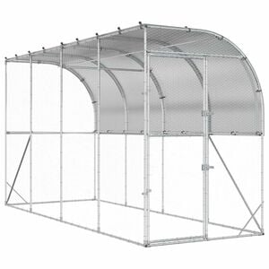 vidaXL Poulailler contre le mur Argent&eacute; 600 x 150 x 215 cm