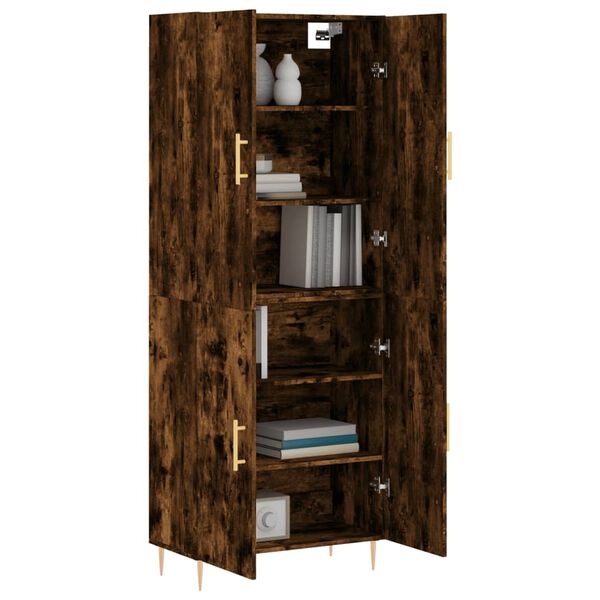 vidaXL Buffet haut Ch&ecirc;ne fum&eacute; 69,5x34x180 cm Bois d'ing&eacute;nierie