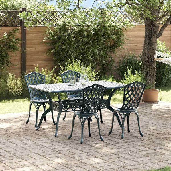 vidaXL Ensemble de salle &agrave; manger pour jardin 5 pcs Vert Aluminium
