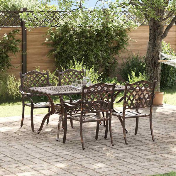 vidaXL Ensemble de salle &agrave; manger pour jardin 5 pcs Bronze Aluminium