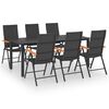 vidaXL Ensemble &agrave; manger de jardin 7 pcs noir et marron