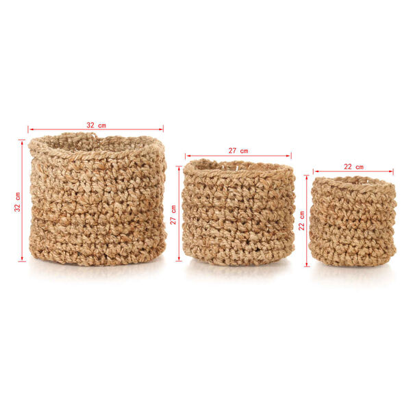 vidaXL Ensemble de panier de rangement 3 pcs fait main Jute naturel