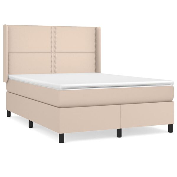 vidaXL Sommier &agrave; lattes de lit avec matelas Cappuccino 140x200 cm