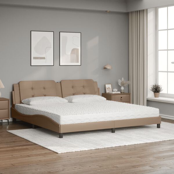vidaXL Lit avec matelas Zadar cappuccino 200x200 cm similicuir