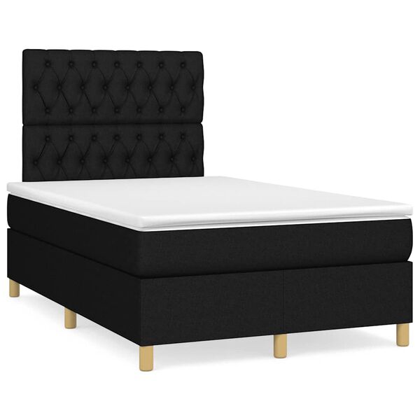 vidaXL Sommier &agrave; lattes de lit avec matelas noir 120x190 cm tissu
