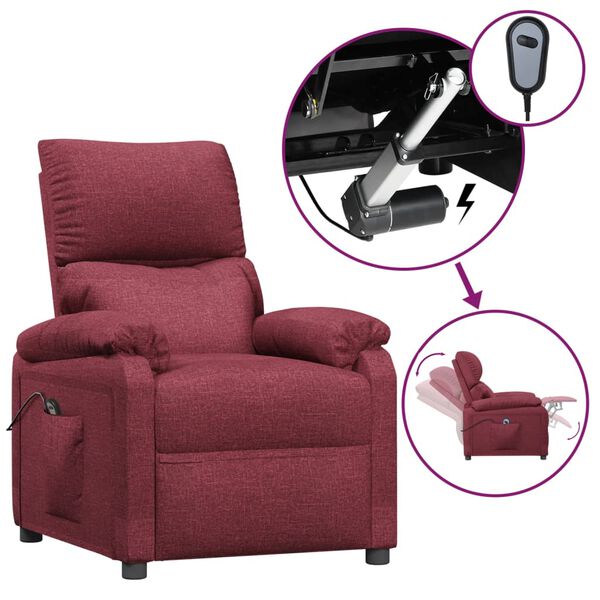 vidaXL Fauteuil inclinable &eacute;lectrique Rouge bordeaux Tissu