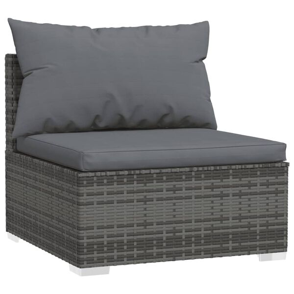 vidaXL Salon de jardin 7 pcs avec coussins R&eacute;sine tress&eacute;e Gris
