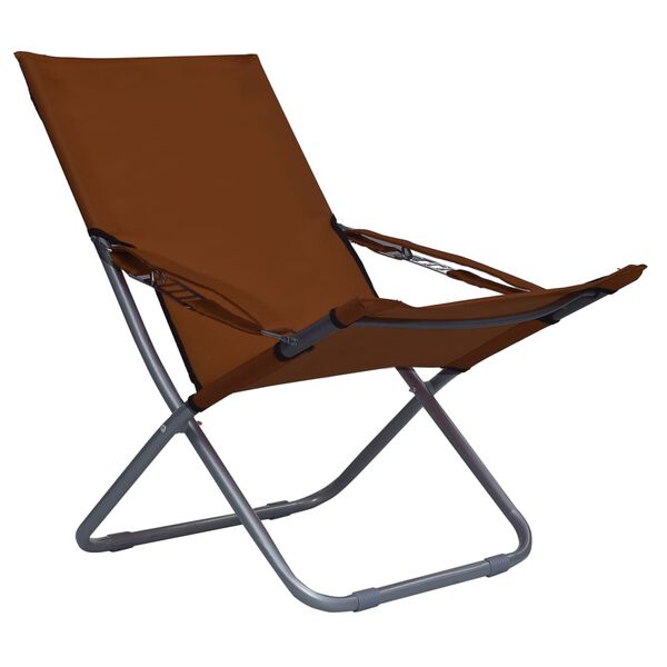 vidaXL Chaises pliables de plage lot de 2 Tissu Marron