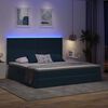 vidaXL Lit avec rangement et LED Bleu fonc&eacute; 200 x 200 cm Velours
