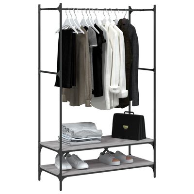 vidaXL Porte-vêtements avec étagères sonoma gris bois d'ingénierie