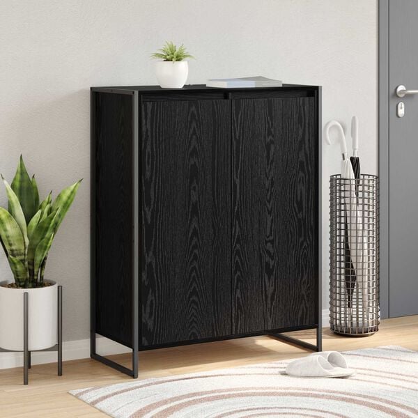 vidaXL Cabinet &agrave; chaussures avec stockage Ch&ecirc;ne noir 79 x 36 x 100 cm