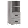 vidaXL Buffet haut Sonoma gris 34,5x34x180 cm Bois d'ing&eacute;nierie