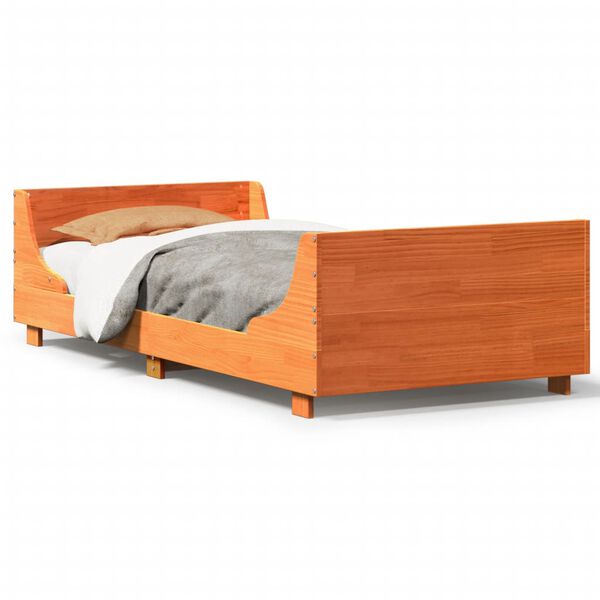 vidaXL Cadre de lit sans matelas cire marron 75x190 cm bois pin massif