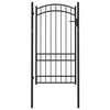 vidaXL Portail de cl&ocirc;ture Emmen avec partie sup&eacute;rieure cintr&eacute;e, acier 100&nbsp;x&nbsp;123,5&nbsp;cm, noir
