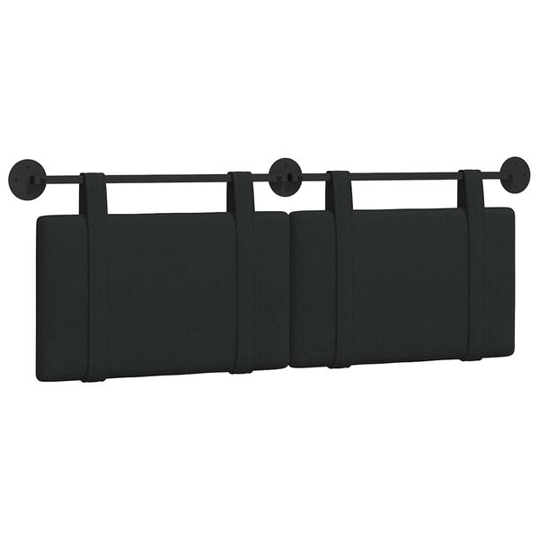 vidaXL T&ecirc;te de lit suspendue Montage mural Noir 150 x 55 x 5 cm tissu