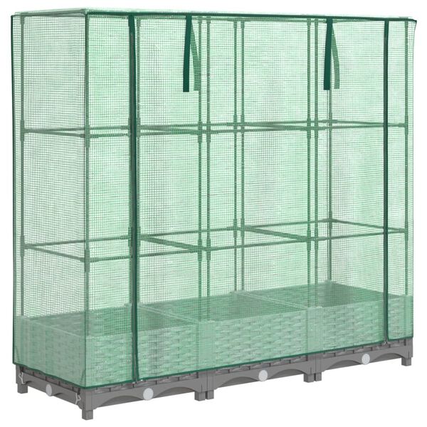 vidaXL Jardini&egrave;re sur&eacute;lev&eacute;e avec housse aspect rotin 120x40x123 cm