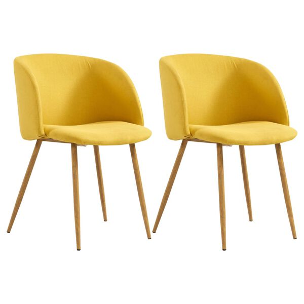 vidaXL Chaises &agrave; manger lot de 2 jaune tissu