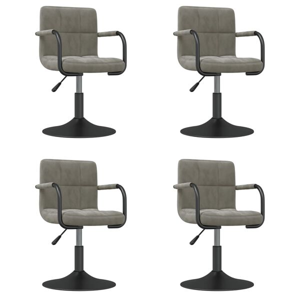vidaXL Chaises pivotantes &agrave; manger lot de 4 gris clair velours