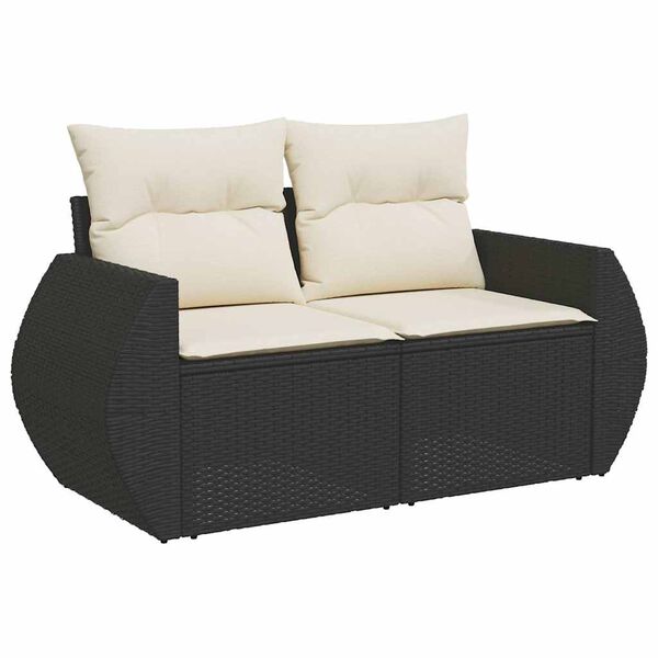 vidaXL Salon de jardin 6 pcs avec coussins noir r&eacute;sine tress&eacute;e