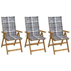 vidaXL Chaises pliantes 3 pi&egrave;ces avec coussins en bois d'acacia massif