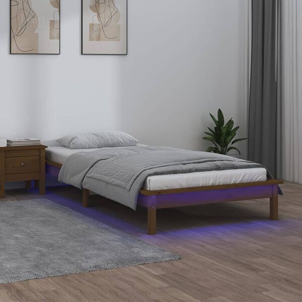 vidaXL Cadre de lit &agrave; LED sans matelas 100x200 cm bois massif