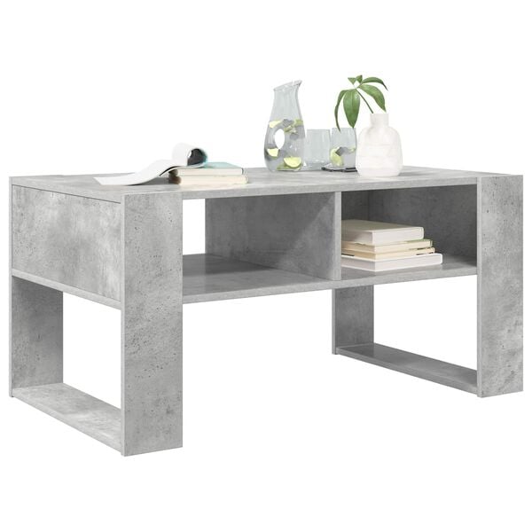 vidaXL Table basse Gris b&eacute;ton 92 x 53 x 45 cm Bois d'ing&eacute;nierie