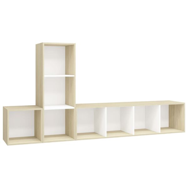 vidaXL Ensemble de meubles TV 3pcs Blanc chêne sonoma Bois ingénierie