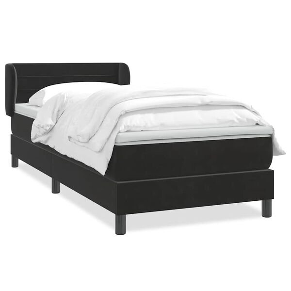 vidaXL Sommier &agrave; lattes de lit avec matelas noir 90x220 cm velours