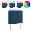 vidaXL T&ecirc;te de lit &agrave; LED Bleu fonc&eacute; 100x5x118/128 cm Velours