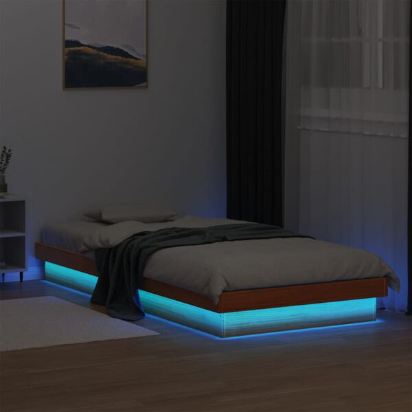 vidaXL Cadre de lit à LED sans matelas 90x190 cm bois massif