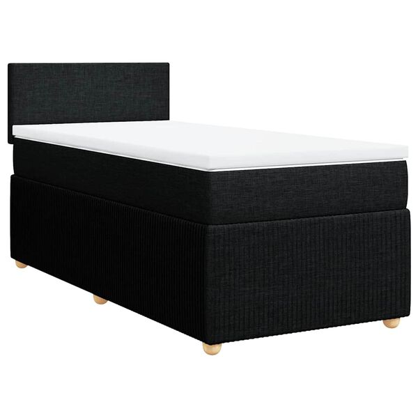 vidaXL Sommier à lattes de lit avec matelas Noir 100x200 cm Tissu