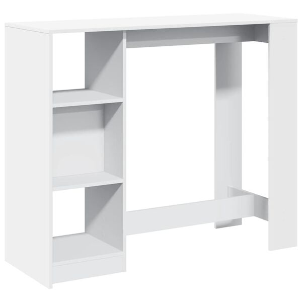 vidaXL Table de bar et étagère blanc 124x46x103,5 cm bois d'ingénierie