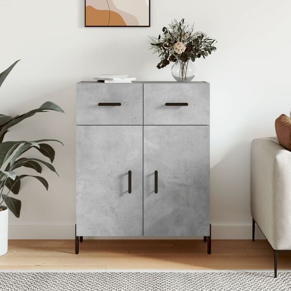 vidaXL Buffet gris b&eacute;ton 69,5x34x90 cm bois d'ing&eacute;nierie