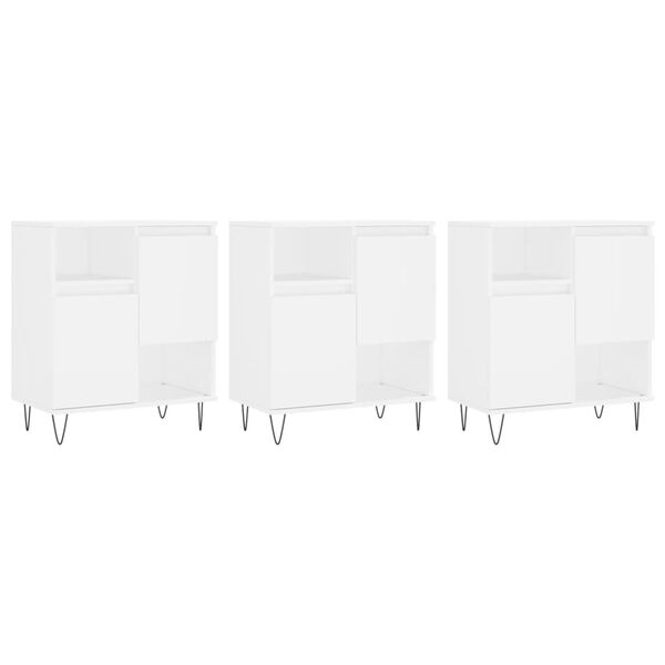 vidaXL Buffets 3 pcs Blanc Bois d'ing&eacute;nierie