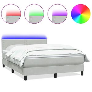 vidaXL Sommier &agrave; lattes de lit et matelas et LED gris clair 140x210cm velours