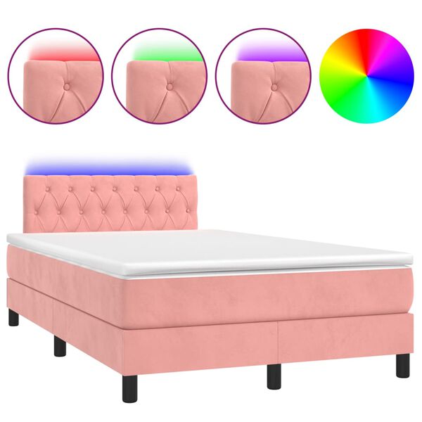 vidaXL Sommier &agrave; lattes de lit avec matelas et LED Rose 120x200cm