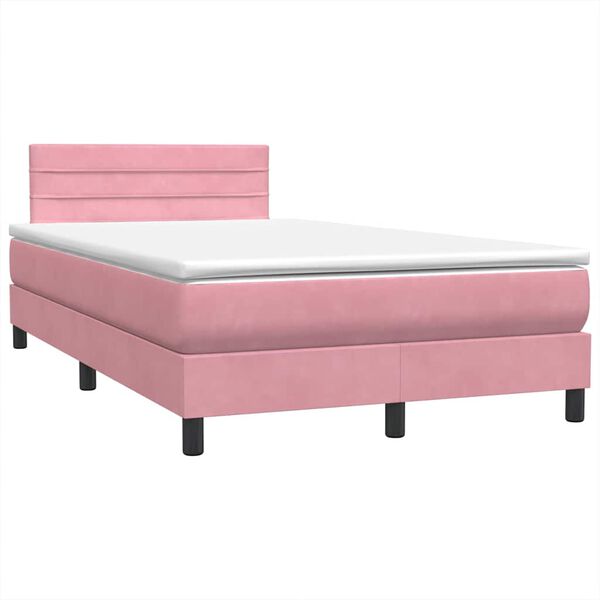 vidaXL Sommier &agrave; lattes de lit avec matelas rose 120x210 cm velours