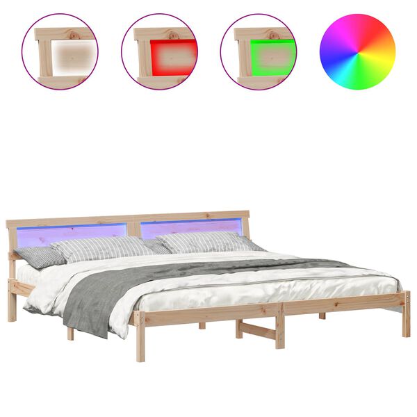 vidaXL Cadre de lit Marron 200 x 200 cm Bois massif en pin