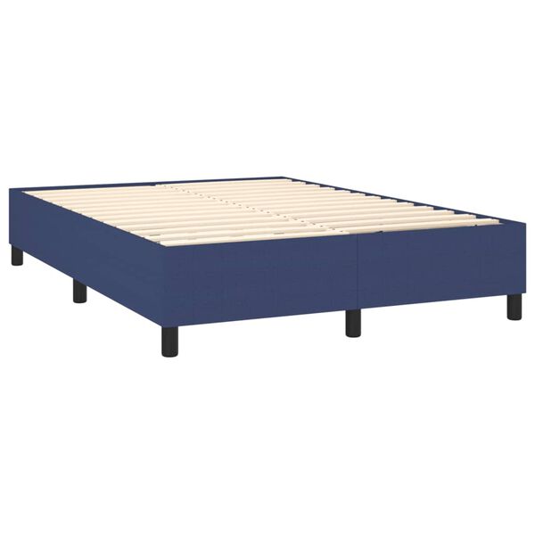 vidaXL Sommier &agrave; lattes de lit avec matelas Bleu 140x200 cm Tissu