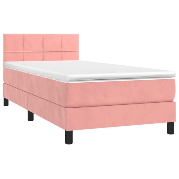 vidaXL Sommier &agrave; lattes de lit avec matelas et LED Rose 80x200 cm