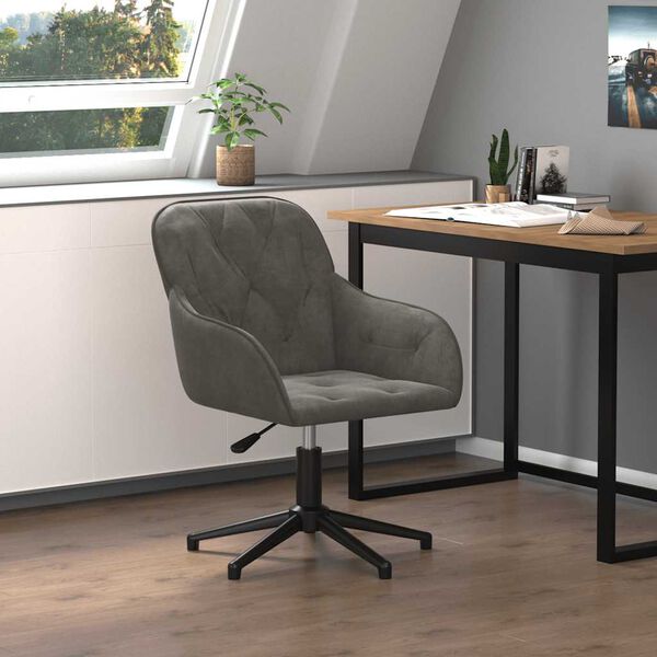 vidaXL Chaise pivotante de bureau Gris fonc&eacute; Velours