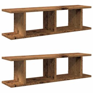 vidaXL &Eacute;tag&egrave;res murales 2 pcs vieux bois 75x18x20 cm bois d'ing&eacute;nierie