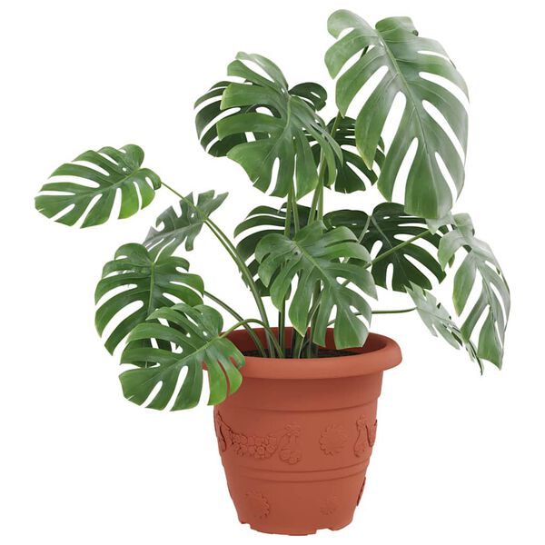 vidaXL Pot &agrave; fleurs rond 6 pcs Rouge brique &Oslash; 26 x 21,5 cm Plastique