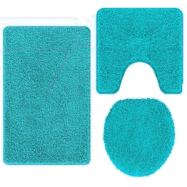 vidaXL Ensemble de tapis de bain antid&eacute;rapants 3 pcs Turquoise PP