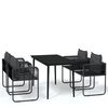 vidaXL Ensemble &agrave; manger de jardin 5 pcs Noir